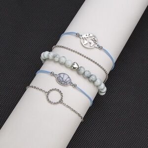 *JADEN* 5-Pc Silver Map Fashion Bracelet Set